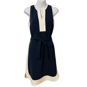 Ann Taylor Classic Navy and White A-line knee length dress